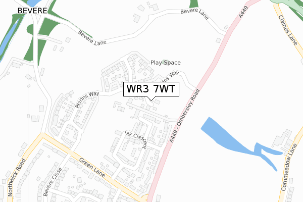 WR3 7WT map - large scale - OS Open Zoomstack (Ordnance Survey)