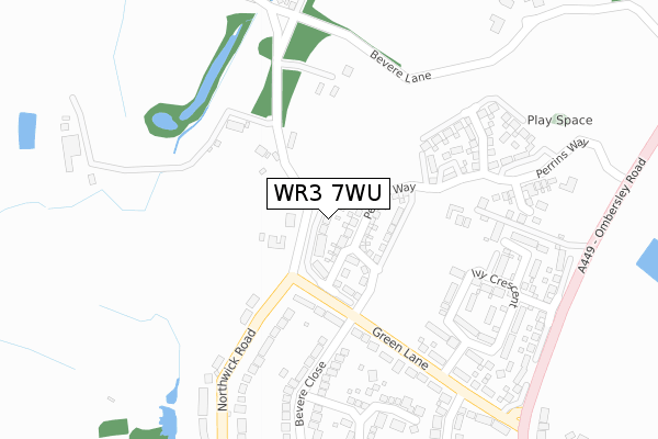 WR3 7WU map - large scale - OS Open Zoomstack (Ordnance Survey) WR3 7WU map - large scale - OS Open Zoomstack (Ordnance Survey)