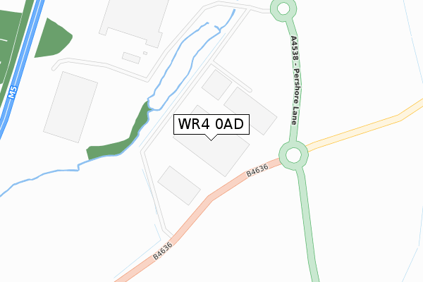 WR4 0AD map - large scale - OS Open Zoomstack (Ordnance Survey)