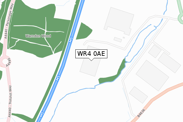 WR4 0AE map - large scale - OS Open Zoomstack (Ordnance Survey)