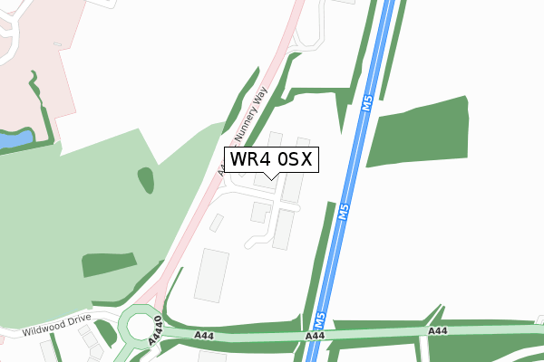 WR4 0SX map - large scale - OS Open Zoomstack (Ordnance Survey)