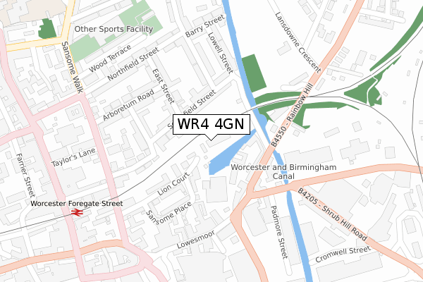 WR4 4GN map - large scale - OS Open Zoomstack (Ordnance Survey)