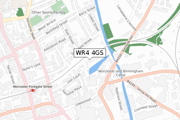 WR4 4GS map - large scale - OS Open Zoomstack (Ordnance Survey)