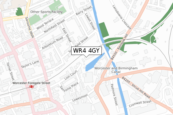 WR4 4GY map - large scale - OS Open Zoomstack (Ordnance Survey)