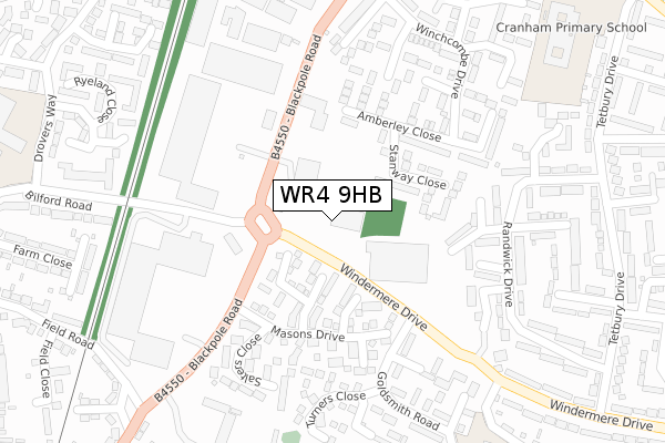 WR4 9HB map - large scale - OS Open Zoomstack (Ordnance Survey)