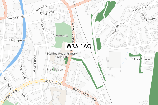 WR5 1AQ map - large scale - OS Open Zoomstack (Ordnance Survey)