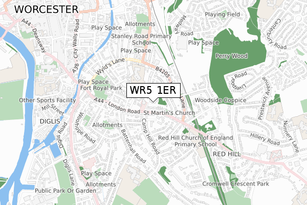 WR5 1ER map - small scale - OS Open Zoomstack (Ordnance Survey)