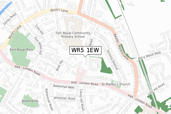 WR5 1EW map - large scale - OS Open Zoomstack (Ordnance Survey)