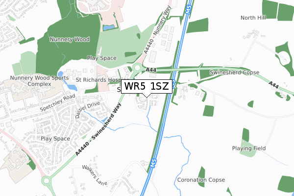 WR5 1SZ map - small scale - OS Open Zoomstack (Ordnance Survey)