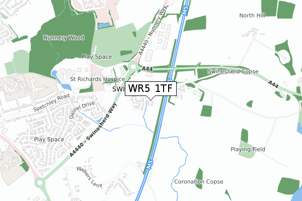 WR5 1TF map - small scale - OS Open Zoomstack (Ordnance Survey)