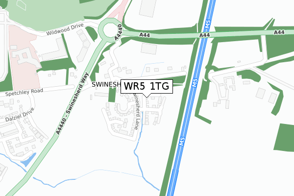 WR5 1TG map - large scale - OS Open Zoomstack (Ordnance Survey)