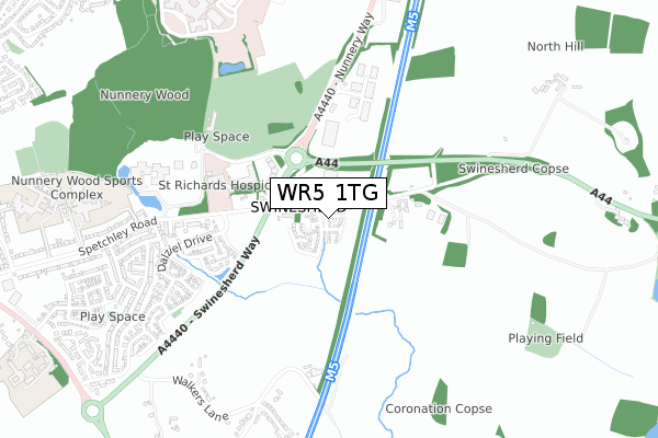 WR5 1TG map - small scale - OS Open Zoomstack (Ordnance Survey)