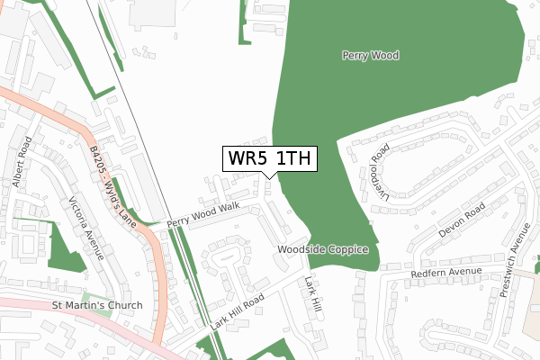 WR5 1TH map - large scale - OS Open Zoomstack (Ordnance Survey)