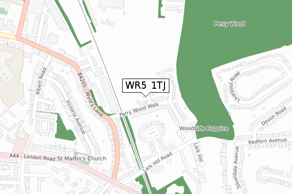 WR5 1TJ map - large scale - OS Open Zoomstack (Ordnance Survey)