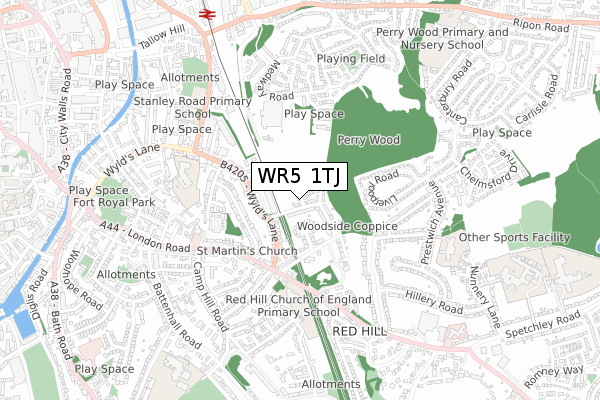 WR5 1TJ map - small scale - OS Open Zoomstack (Ordnance Survey) WR5 1TJ map - small scale - OS Open Zoomstack (Ordnance Survey)