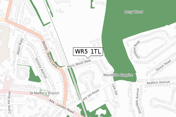 WR5 1TL map - large scale - OS Open Zoomstack (Ordnance Survey)