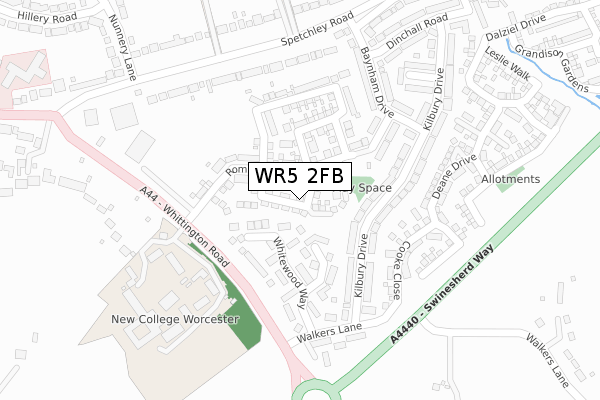 WR5 2FB map - large scale - OS Open Zoomstack (Ordnance Survey)