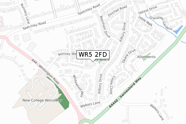 WR5 2FD map - large scale - OS Open Zoomstack (Ordnance Survey)