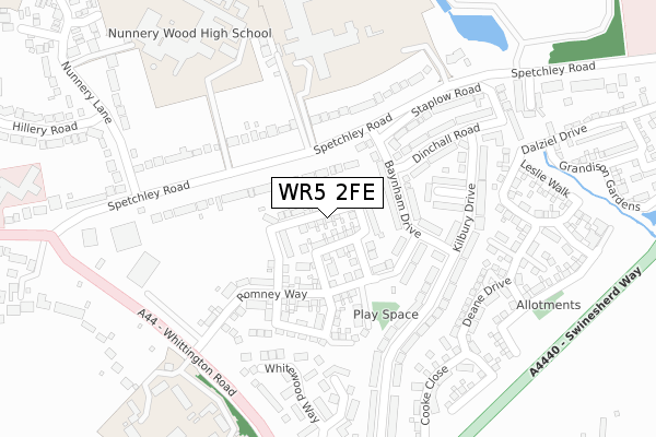 WR5 2FE map - large scale - OS Open Zoomstack (Ordnance Survey)