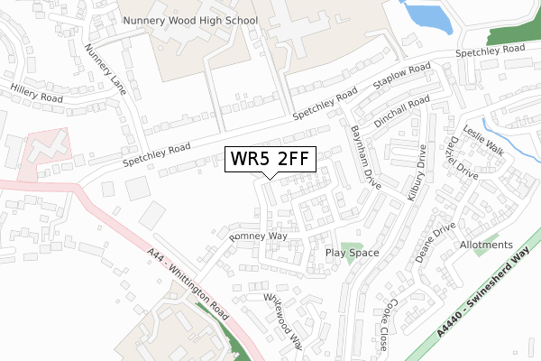 WR5 2FF map - large scale - OS Open Zoomstack (Ordnance Survey)