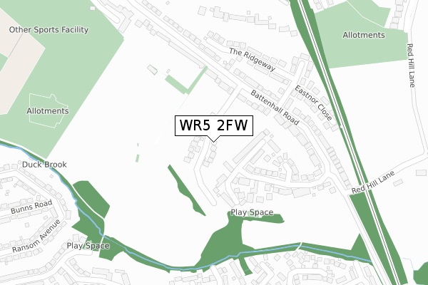 WR5 2FW map - large scale - OS Open Zoomstack (Ordnance Survey)