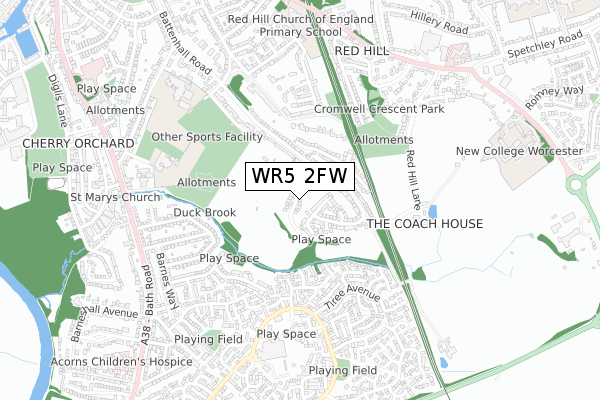 WR5 2FW map - small scale - OS Open Zoomstack (Ordnance Survey)