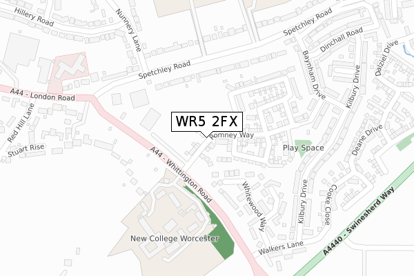 WR5 2FX map - large scale - OS Open Zoomstack (Ordnance Survey)