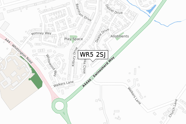 WR5 2SJ map - large scale - OS Open Zoomstack (Ordnance Survey)