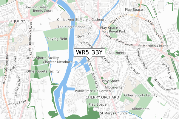 WR5 3BY map - small scale - OS Open Zoomstack (Ordnance Survey)