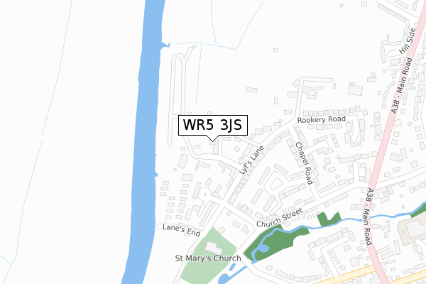 WR5 3JS map - large scale - OS Open Zoomstack (Ordnance Survey)