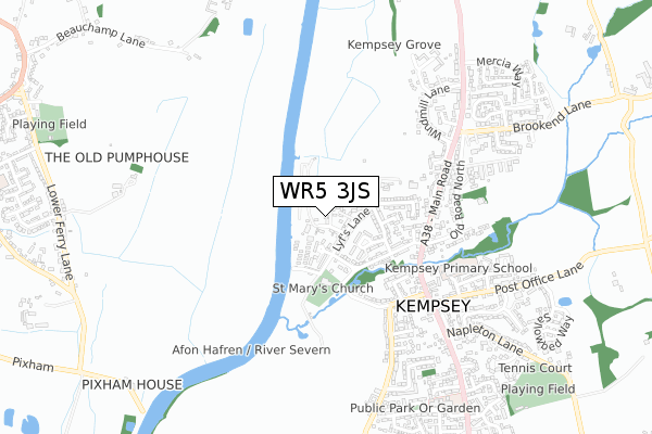 WR5 3JS map - small scale - OS Open Zoomstack (Ordnance Survey)