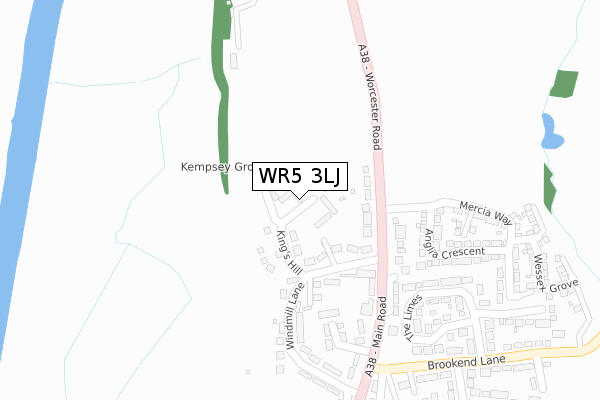 WR5 3LJ map - large scale - OS Open Zoomstack (Ordnance Survey)