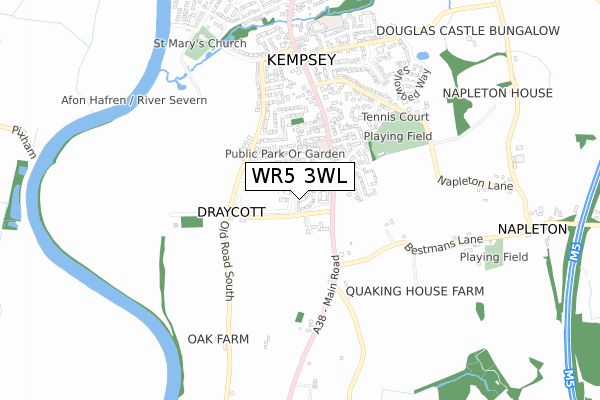 WR5 3WL map - small scale - OS Open Zoomstack (Ordnance Survey)