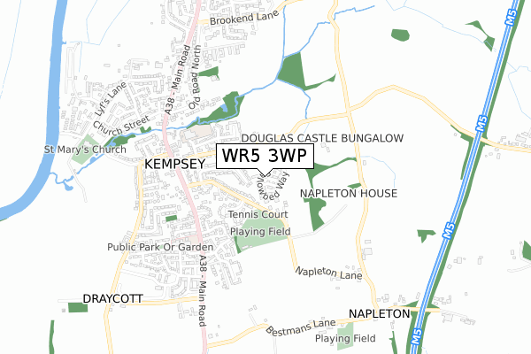 WR5 3WP map - small scale - OS Open Zoomstack (Ordnance Survey)
