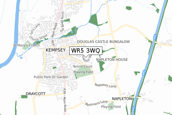 WR5 3WQ map - small scale - OS Open Zoomstack (Ordnance Survey)