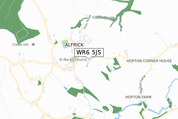 WR6 5JS map - small scale - OS Open Zoomstack (Ordnance Survey)
