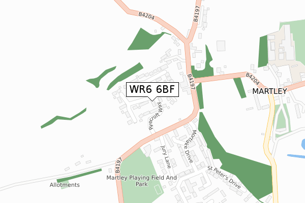 WR6 6BF map - large scale - OS Open Zoomstack (Ordnance Survey)