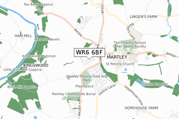WR6 6BF map - small scale - OS Open Zoomstack (Ordnance Survey)