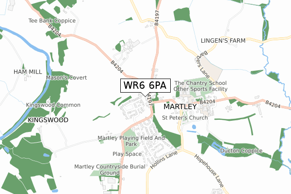 WR6 6PA map - small scale - OS Open Zoomstack (Ordnance Survey)