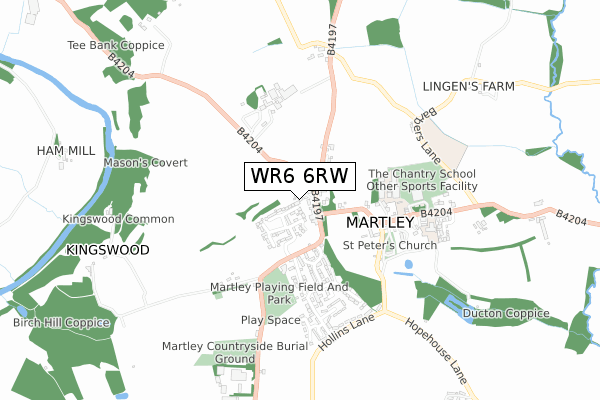 WR6 6RW map - small scale - OS Open Zoomstack (Ordnance Survey)