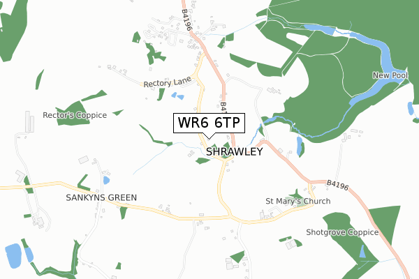 WR6 6TP map - small scale - OS Open Zoomstack (Ordnance Survey)