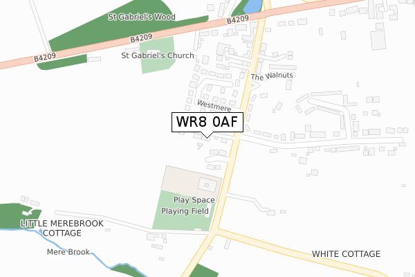 WR8 0AF map - large scale - OS Open Zoomstack (Ordnance Survey)