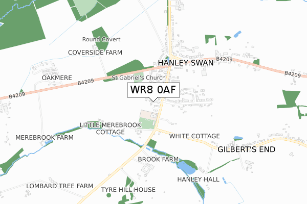 WR8 0AF map - small scale - OS Open Zoomstack (Ordnance Survey)