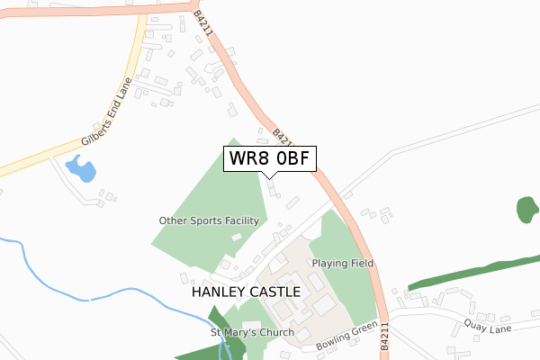 WR8 0BF map - large scale - OS Open Zoomstack (Ordnance Survey)