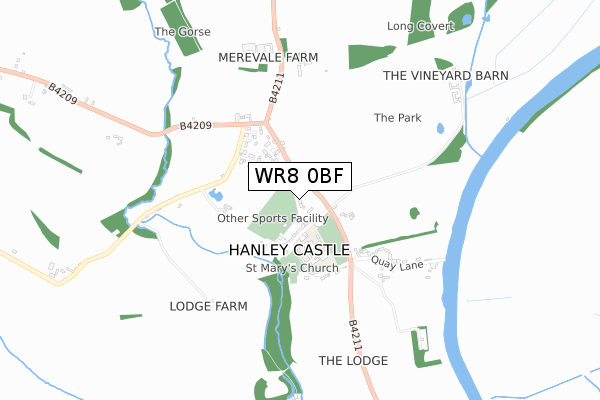 WR8 0BF map - small scale - OS Open Zoomstack (Ordnance Survey)