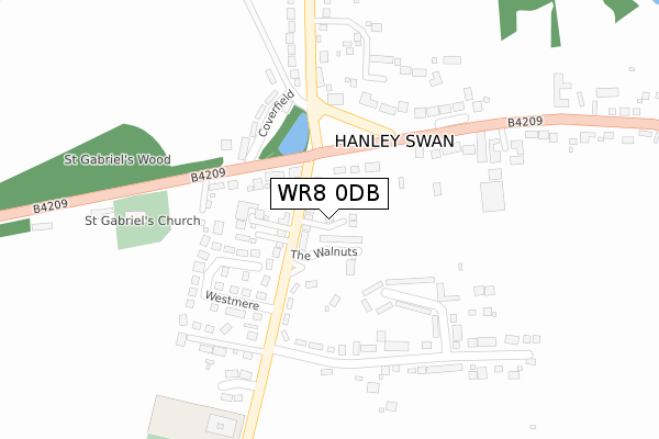 WR8 0DB map - large scale - OS Open Zoomstack (Ordnance Survey)