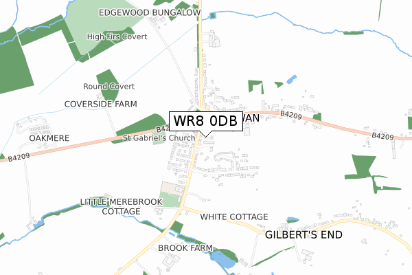 WR8 0DB map - small scale - OS Open Zoomstack (Ordnance Survey)