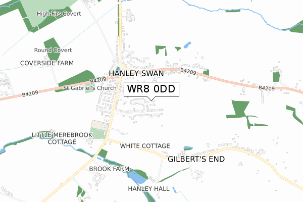 WR8 0DD map - small scale - OS Open Zoomstack (Ordnance Survey)
