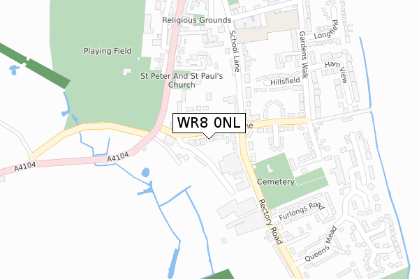WR8 0NL map - large scale - OS Open Zoomstack (Ordnance Survey)