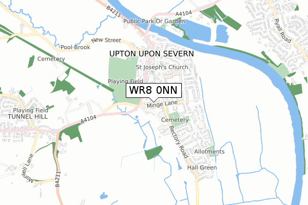 WR8 0NN map - small scale - OS Open Zoomstack (Ordnance Survey)